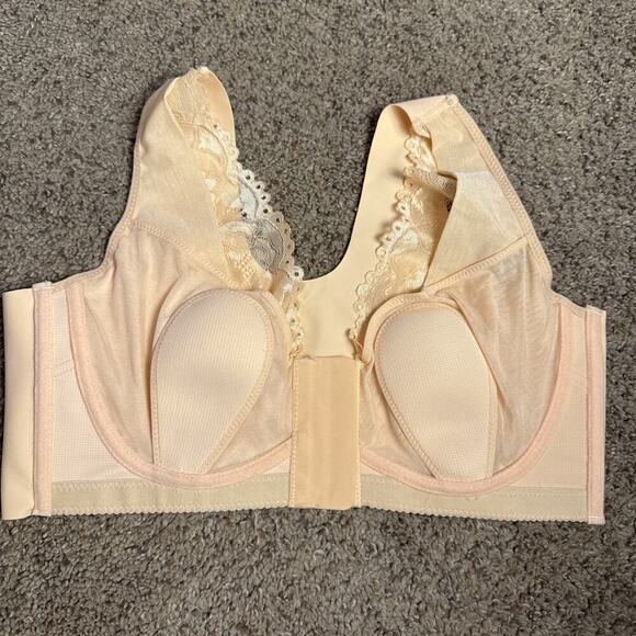 Swbreety 42/95 Smoothing Nude Wireless Padded Size Minimizer Bra Lace Lined - Picture 7 of 9